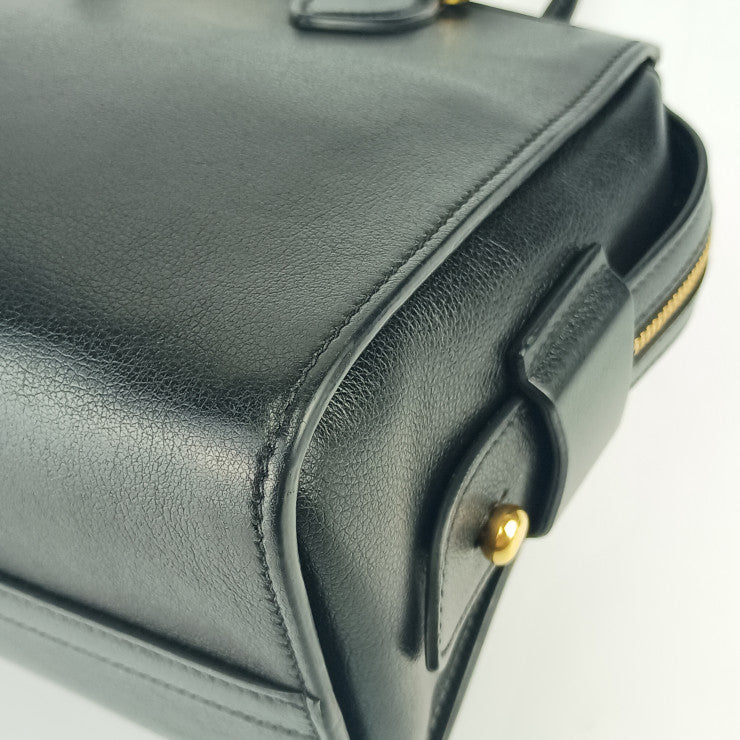 美品 PRADA プラダ ハンドバッグ 2WAYバッグ 1BA164 ブラック ゴールド金具 カーフレザー レディース ショルダーバッグ