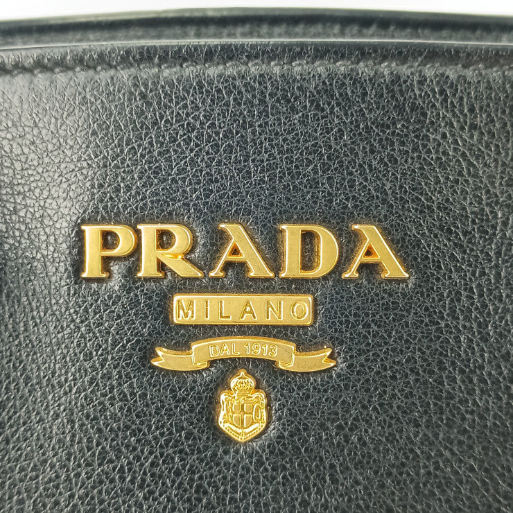 美品 PRADA プラダ ハンドバッグ 2WAYバッグ 1BA164 ブラック ゴールド金具 カーフレザー レディース ショルダーバッグ