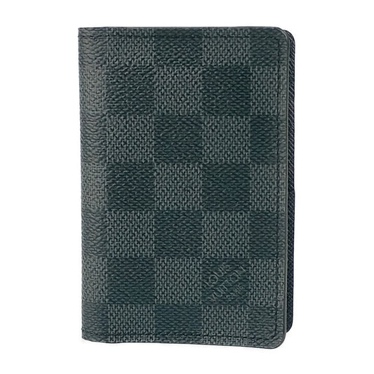 美品 LOUIS VUITTON ルイ ヴィトン カードケース オーガナイザー ドゥ ポッシュ ダミエグラフィット N63075 グレー ブラック PVC レザー メンズ 名刺入れ