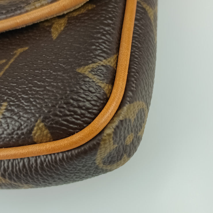 美品 LOUIS VUITTON ルイ ヴィトン ポーチ モノグラム ポシェット・トゥラム M60020 ブラウン ゴールド金具 PVC レザー ユニセックス ターンロック