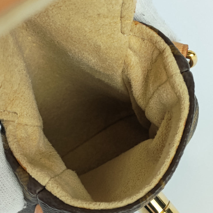 美品 LOUIS VUITTON ルイ ヴィトン ポーチ モノグラム ポシェット・トゥラム M60020 ブラウン ゴールド金具 PVC レザー ユニセックス ターンロック