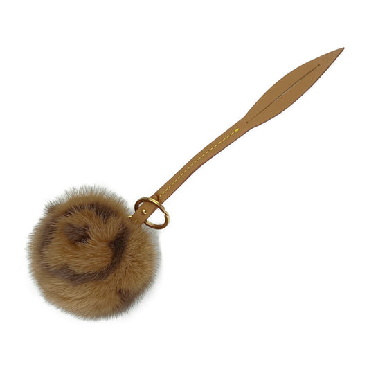 超美品 LOUIS VUITTON ルイ ヴィトン バッグチャーム ビジューサック モノグラミンク M00543 マロン ゴールド金具 ミンクファー レザー レディース キーリング