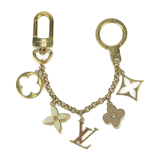 LOUIS VUITTON ルイ ヴィトン キーホルダー バッグチャーム・チェーン フルール ドゥ モノグラム M65111 ゴールド メタル ユニセックス