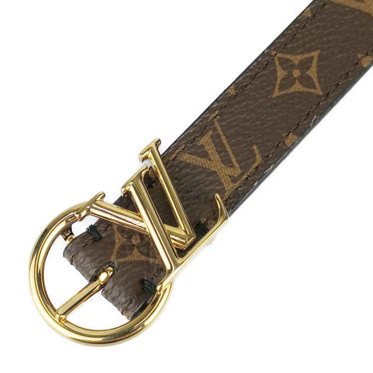 超美品 LOUIS VUITTON ルイ ヴィトン ベルト サンチュール・LV リバーシブル 20MM M0513W ブラウン ブラック ゴールド金具 モノグラムキャンバス レザー レディース ナローベルト