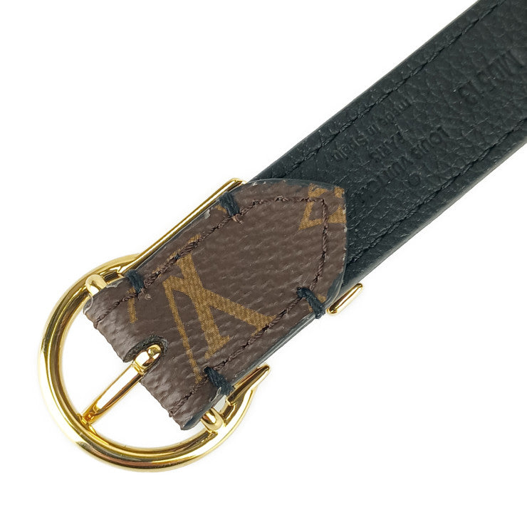 超美品 LOUIS VUITTON ルイ ヴィトン ベルト サンチュール・LV リバーシブル 20MM M0513W ブラウン ブラック ゴールド金具 モノグラムキャンバス レザー レディース ナローベルト