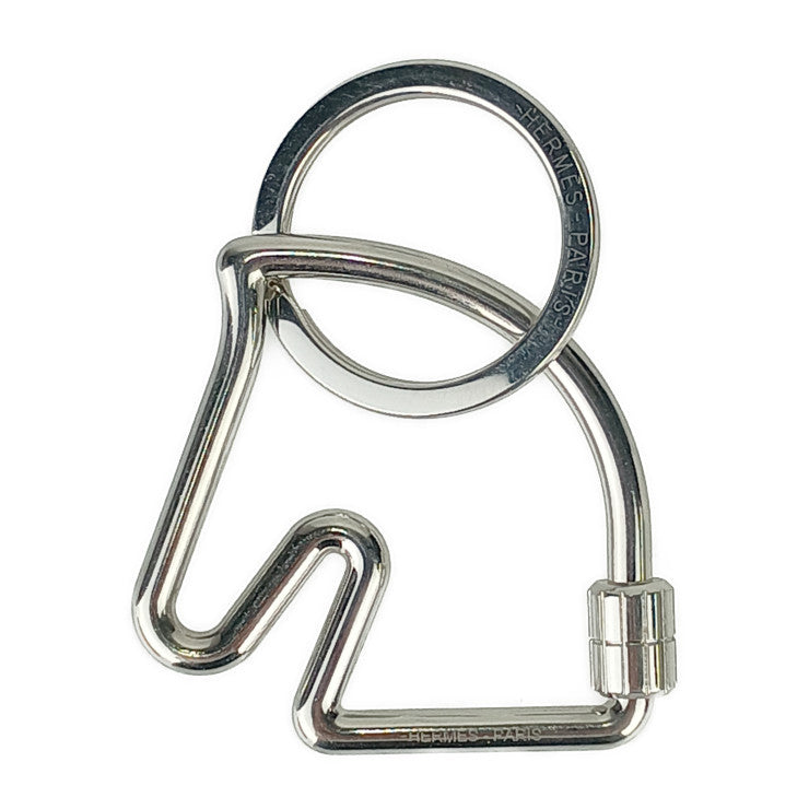 HERMES エルメス キーホルダー シュバル キーリング 077216FJ シルバー メタル ユニセックス 馬モチーフ チャーム