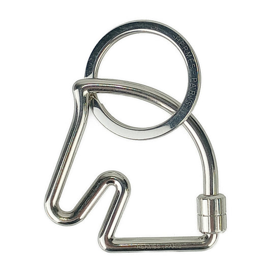 HERMES エルメス キーホルダー シュバル キーリング 077216FJ シルバー メタル ユニセックス 馬モチーフ チャーム