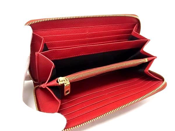 DOLCE＆GABBANA ドルチェ&ガッバーナ 財布 - - レッド レザー レディース ロゴ ラインストーン ラウンドファスナー 長財布 ゴールド金具 美品