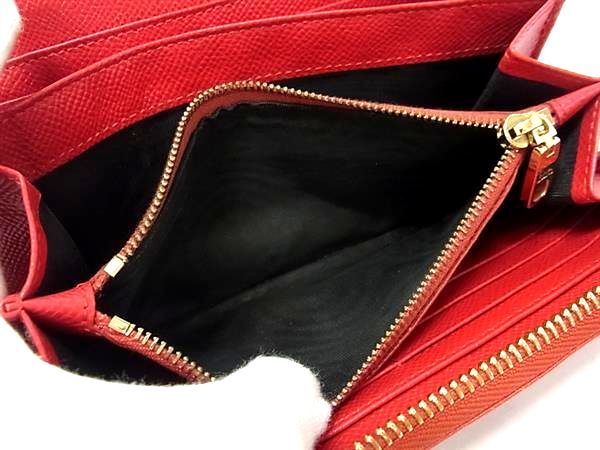 DOLCE＆GABBANA ドルチェ&ガッバーナ 財布 - - レッド レザー レディース ロゴ ラインストーン ラウンドファスナー 長財布 ゴールド金具 美品