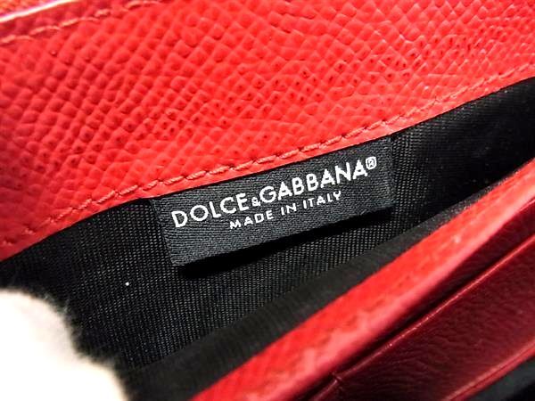 DOLCE＆GABBANA ドルチェ&ガッバーナ 財布 - - レッド レザー レディース ロゴ ラインストーン ラウンドファスナー 長財布 ゴールド金具 美品