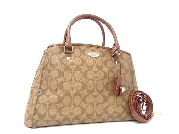 COACH コーチ ハンドバッグ シグネチャー スモール マーゴット キャリーオール F34608 ブラウン ベージュ PVC×レザー レディース 2WAY 新品未使用展示品