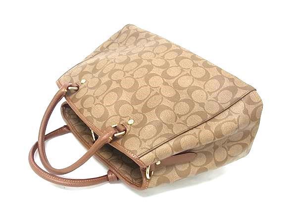 COACH コーチ ハンドバッグ シグネチャー スモール マーゴット キャリーオール F34608 ブラウン ベージュ PVC×レザー レディース 2WAY 新品未使用展示品