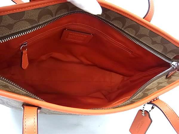 COACH コーチ トートバッグ シグネチャー F58292 ブラウン オレンジ PVC×レザー レディース 新古未使用展示品
