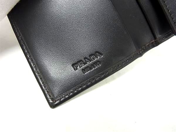 PRADA プラダ キーケース - - ブラック レザー ユニセックス 6連 シルバー金具 超美品