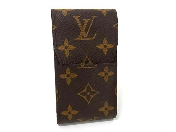 LOUIS VUITTON ルイヴィトン シガレットケース モノグラム エテュイ シガレット M63024 ブラウン PVC レザー ユニセックス 超美品