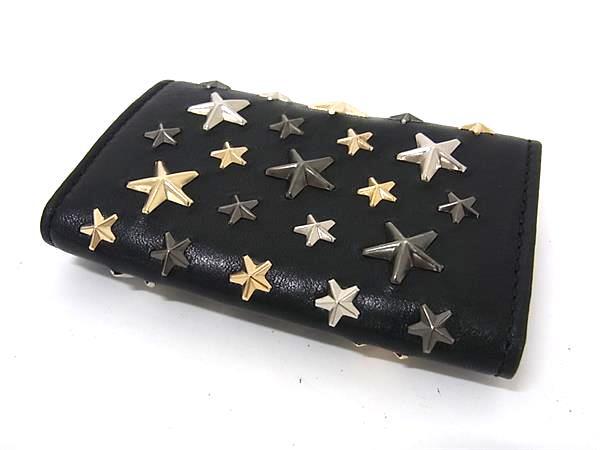 JIMMY CHOO ジミーチュウ キーケース ネプチューン ブラック レザー レディース スタースタッズ 6連 美品