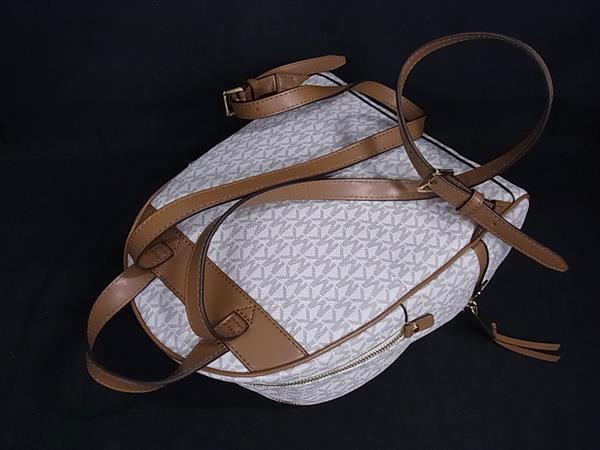 MICHAEL KORS マイケルコース リュック MK柄 アイボリー系 PVC レザー レディース ゴールド金具 超美品