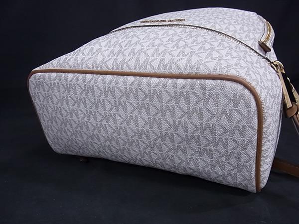 MICHAEL KORS マイケルコース リュック MK柄 アイボリー系 PVC レザー レディース ゴールド金具 超美品