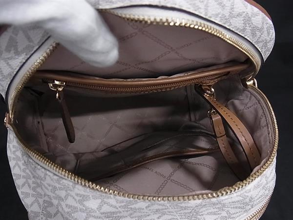 MICHAEL KORS マイケルコース リュック MK柄 アイボリー系 PVC レザー レディース ゴールド金具 超美品