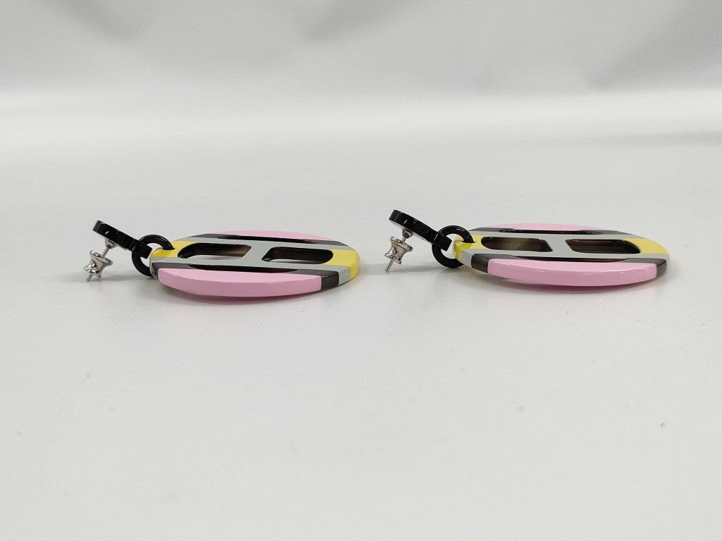 HERMES エルメス ピアス Hエキップ マルチカラー バッファローホーン レディース セリエ 美品