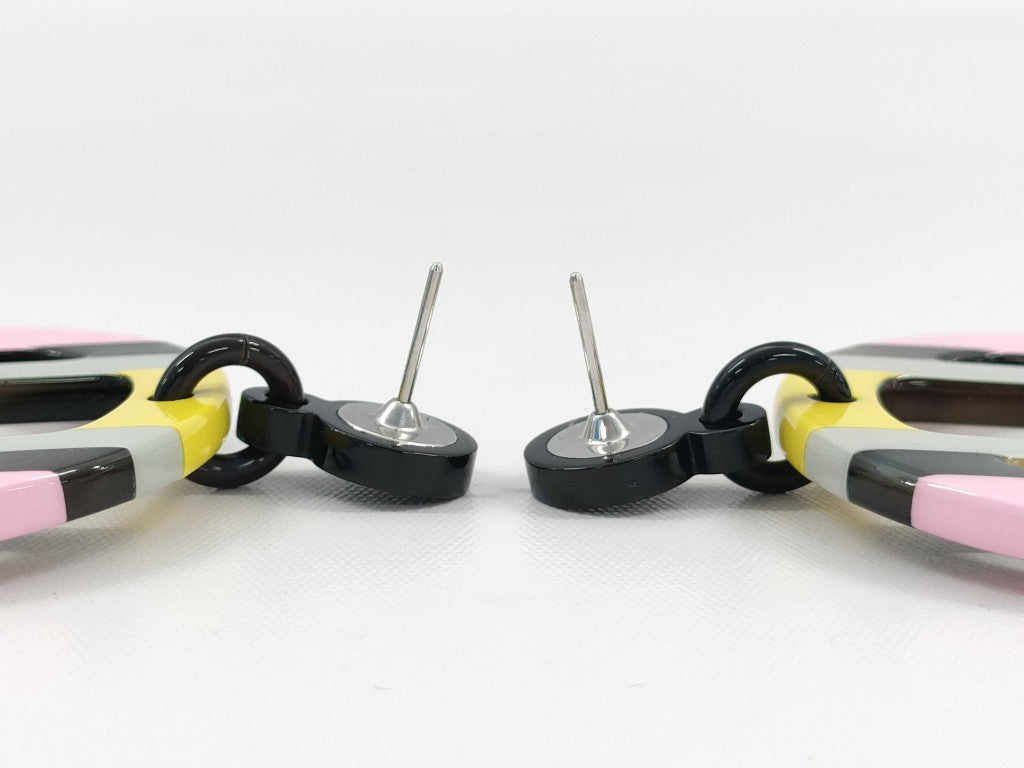 HERMES エルメス ピアス Hエキップ マルチカラー バッファローホーン レディース セリエ 美品