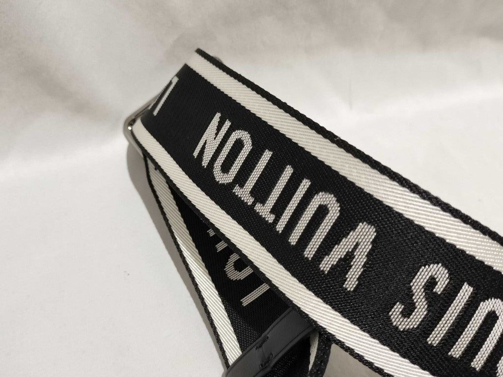 LOUIS VUITTON ルイヴィトン ショルダーストラップ J02496 ブラック ホワイト キャンバス ユニセックス シルバー金具 超美品