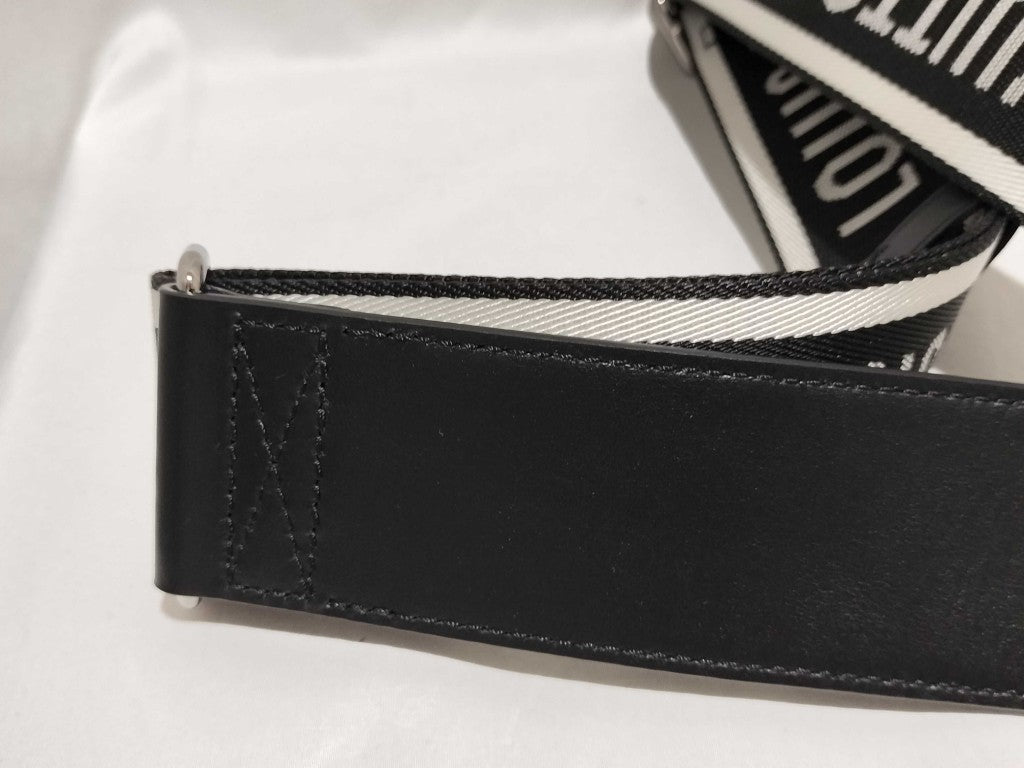 LOUIS VUITTON ルイヴィトン ショルダーストラップ J02496 ブラック ホワイト キャンバス ユニセックス シルバー金具 超美品