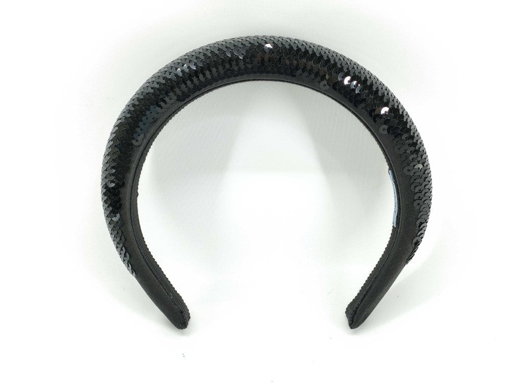 PRADA プラダ カチューシャ ブラック サテン スパンコール レディース 美品