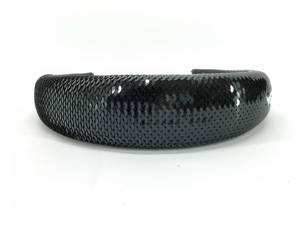 PRADA プラダ カチューシャ ブラック サテン スパンコール レディース 美品