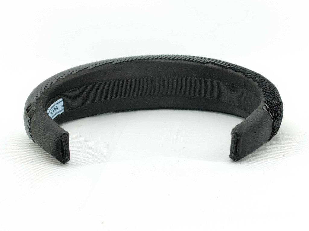 PRADA プラダ カチューシャ ブラック サテン スパンコール レディース 美品