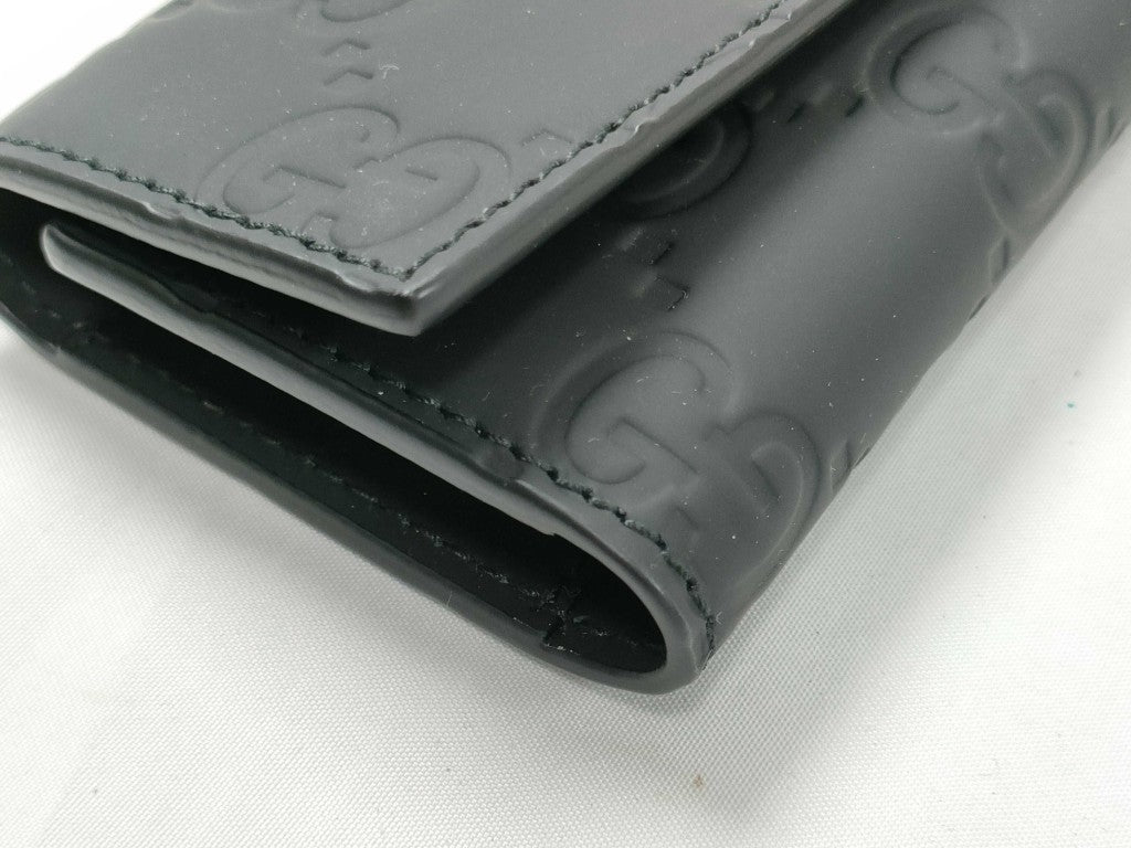 GUCCI グッチ キーケース GGラバーエフェクト 771312 ブラック レザー ユニセックス ６連 ガンメタ金具 新品未使用展示品