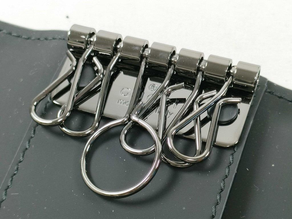 GUCCI グッチ キーケース GGラバーエフェクト 771312 ブラック レザー ユニセックス ６連 ガンメタ金具 新品未使用展示品