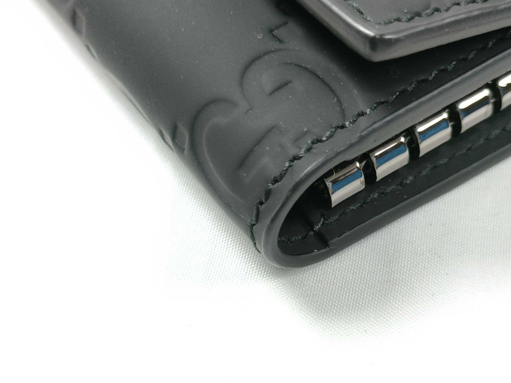 GUCCI グッチ キーケース GGラバーエフェクト 771312 ブラック レザー ユニセックス ６連 ガンメタ金具 新品未使用展示品