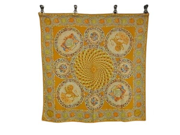 BOTTEGA VENETA ボッテガヴェネタ スカーフ オレンジ系 シルク100% レディース 大判 美品