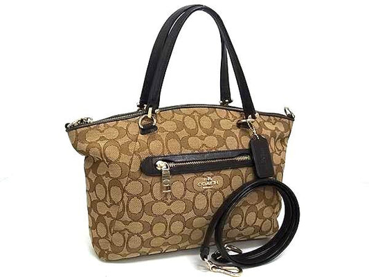 COACH コーチ ハンドバッグ シグネチャー 36311 ベージュ ブラウン キャンバス×レザー レディース 2WAY