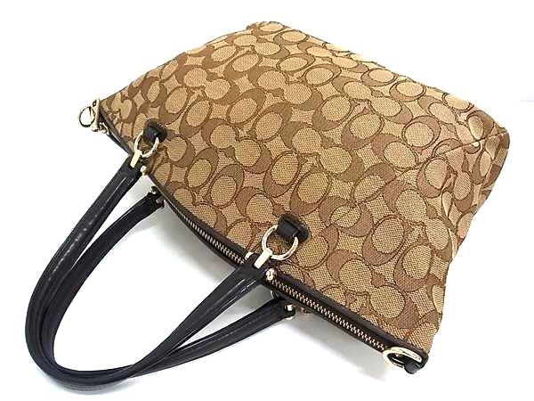 COACH コーチ ハンドバッグ シグネチャー 36311 ベージュ ブラウン キャンバス×レザー レディース 2WAY