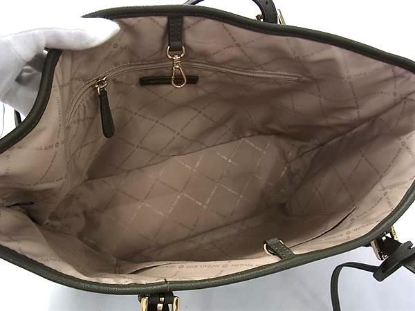 MICHAEL KORS マイケルコース トートバッグ ジェット セット トラベル シグネチャー ミディアム キャリーオール トート 35F9GTVT2T カーキ系 PVC レディース ゴールド金具 美品