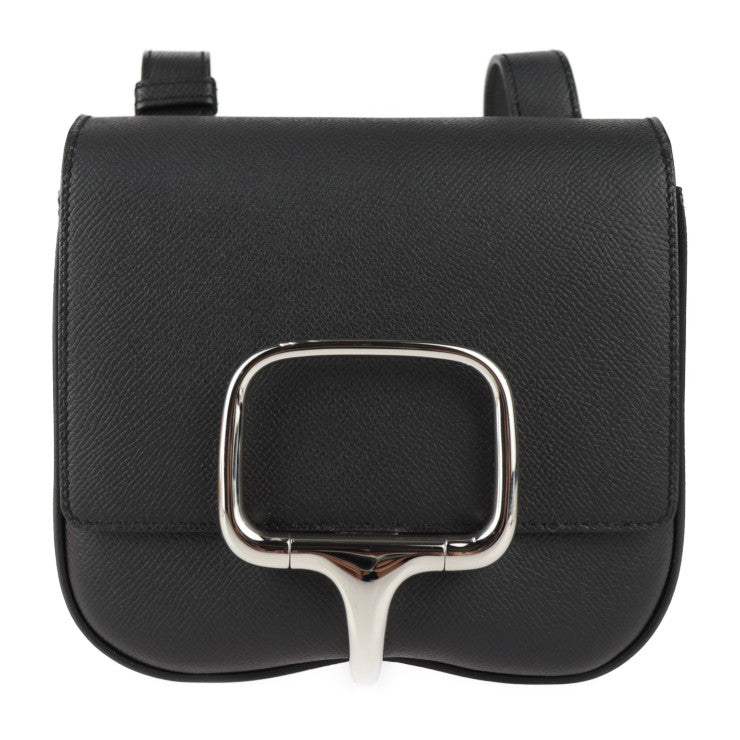 新古未使用展示品 HERMES エルメス デッラ・カヴァッレリア ショルダーバッグ - ヴォーエプソン ブラック シルバー金具 フラップ クロスボディバッグ ポシェット