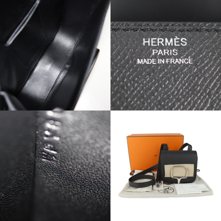 新古未使用展示品 HERMES エルメス デッラ・カヴァッレリア ショルダーバッグ - ヴォーエプソン ブラック シルバー金具 フラップ クロスボディバッグ ポシェット