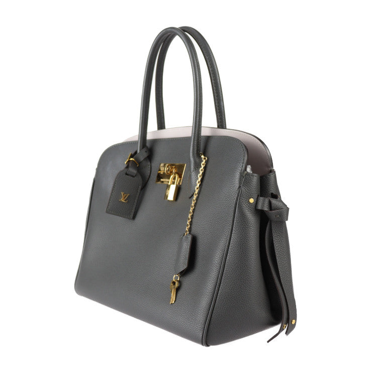 美品 LOUIS VUITTON ルイ ヴィトン ミラMM ハンドバッグ M55317 トリヨンレザー エタン グレー系 ゴールド金具 トートバッグ ターンロック ビトン