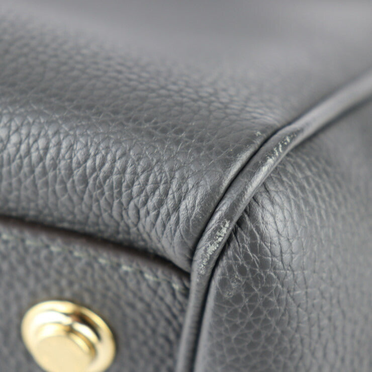 美品 LOUIS VUITTON ルイ ヴィトン ミラMM ハンドバッグ M55317 トリヨンレザー エタン グレー系 ゴールド金具 トートバッグ ターンロック ビトン