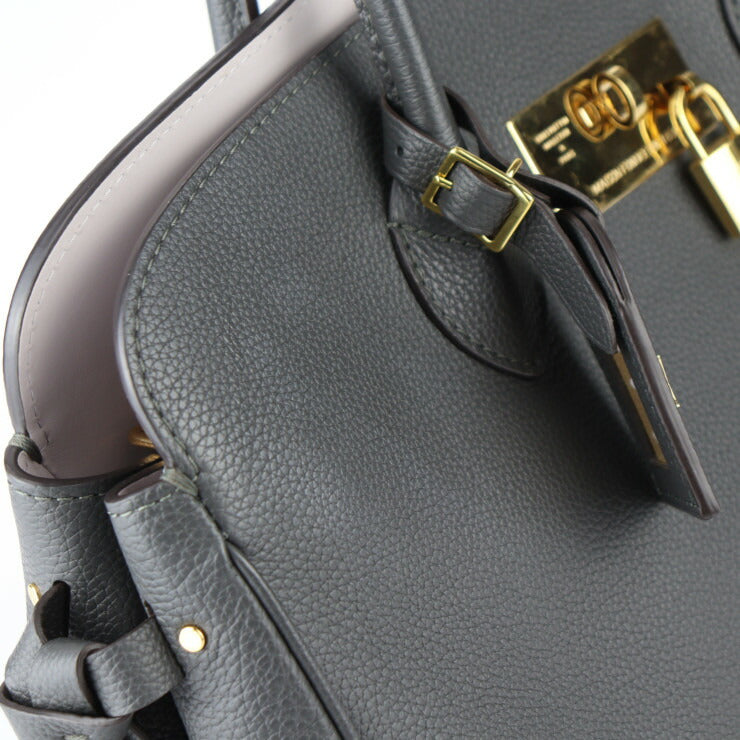 美品 LOUIS VUITTON ルイ ヴィトン ミラMM ハンドバッグ M55317 トリヨンレザー エタン グレー系 ゴールド金具 トートバッグ ターンロック ビトン