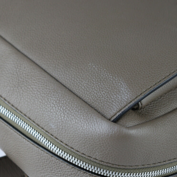 美品 LOEWE ロエベ MILITARY BACKPACK ミリタリー バックパック リュック・デイパック B553J18X 01 グレインレザー ダークモス シルバー金具