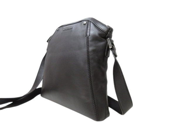 美品 BVLGARI ブルガリ ショルダーバッグ オクト - ブラウン レザー メンズ シルバー金具