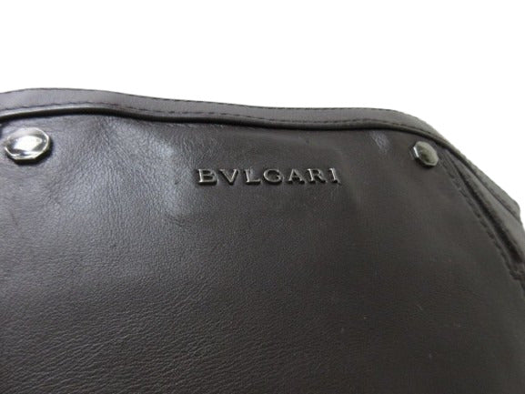 美品 BVLGARI ブルガリ ショルダーバッグ オクト - ブラウン レザー メンズ シルバー金具