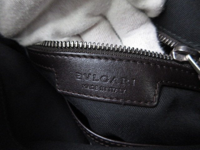 美品 BVLGARI ブルガリ ショルダーバッグ オクト - ブラウン レザー メンズ シルバー金具