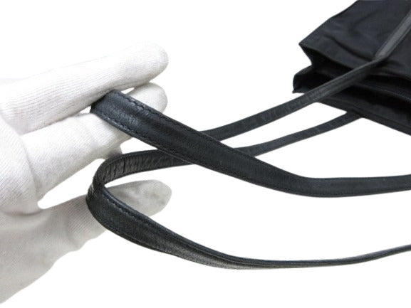 PRADA プラダ トートバッグ テスート - ブラック ナイロン×レザー レディース 三角ロゴプレート トライアングルロゴ シルバー金具 白タグ