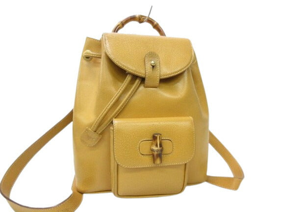 GUCCI グッチ リュックサック バンブー 003-2034-0030 ライトブラウン レザー レディース オールドグッチ ヴィンテージ ゴールド金具