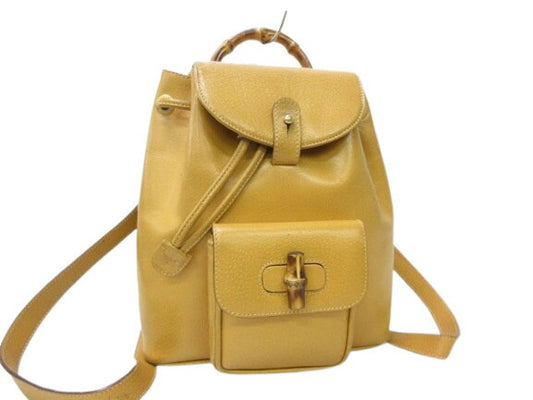 GUCCI グッチ リュックサック バンブー 003-2034-0030 ライトブラウン レザー レディース オールドグッチ ヴィンテージ ゴールド金具