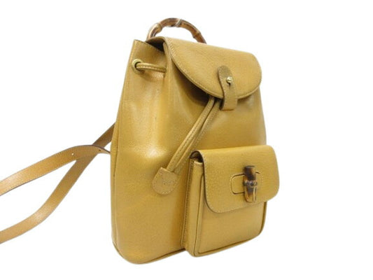 GUCCI グッチ リュックサック バンブー 003-2034-0030 ライトブラウン レザー レディース オールドグッチ ヴィンテージ ゴールド金具